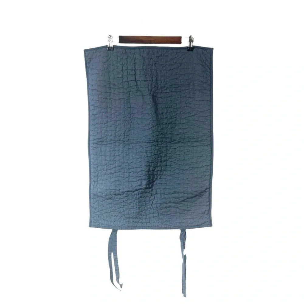 Pottery Barn Pick-Stitch Blue Pillow Case Sham Quilted Cotton Linen Large Hanna